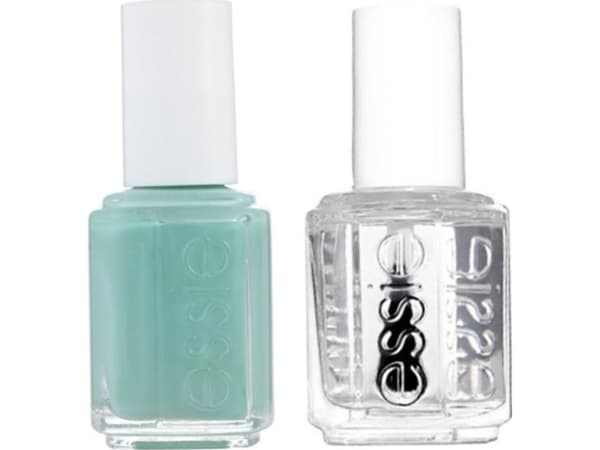 Essie Set Essie: Nail Enamel, Vegan, Glossy Shine Finish, Nail Polish, 99, Mint Candy Apple, 13.5 ml + Nail Care - Good To Go, Top Coat, Nail Strengt