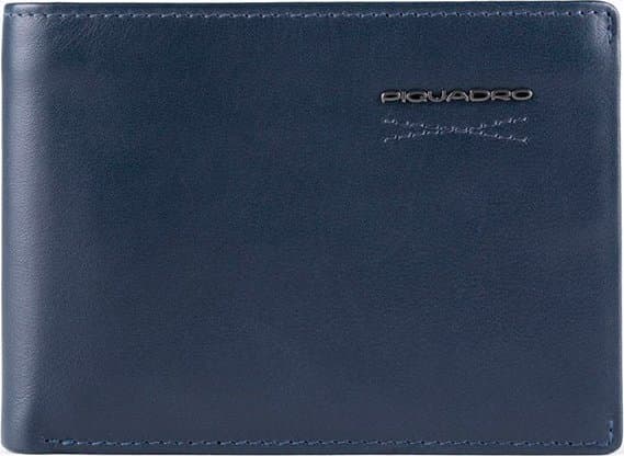 Piquadro Piquadro, Obidos, Leather, Wallet, Coin Holder, Blue, For Men For Men