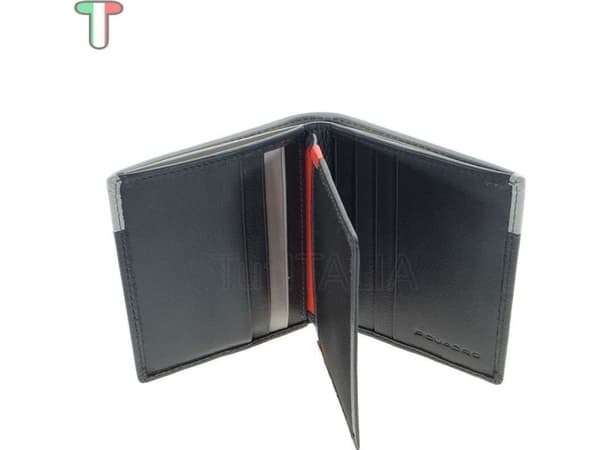 Piquadro Piquadro, Piquadro, Leather, Wallet, For Back And Credit Cards, Black, Gray, For Men For Men