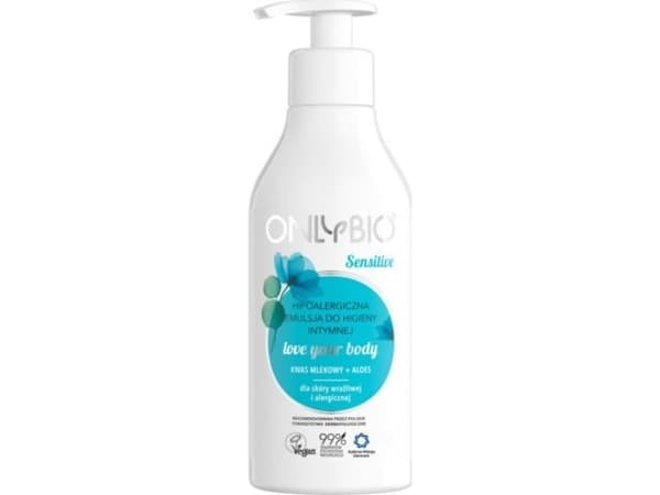 Alkotest ONLYBIO_Sensitiv hypoallergen emulsjon for intim hygiene Melkesyre &amp; Aloe 250 ml