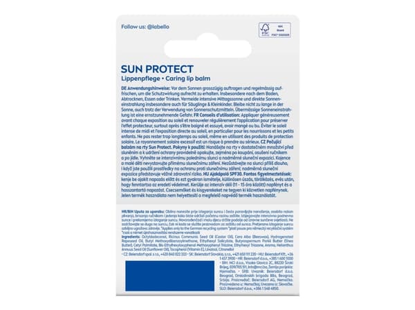 Labello Labello Sun Protect, Lip balm, Colourless, Unisex, Universal skin, Shea butter, Moisturizing, Nourishing, Protection