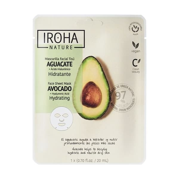 IROHA NATURE - Återfuktande ansiktsmask med avokado 20 ml