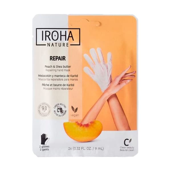Regenererande masker - Iroha - Set med 4 - Handsksformat - 98% naturliga ingredienser - Berikad med vitamin E