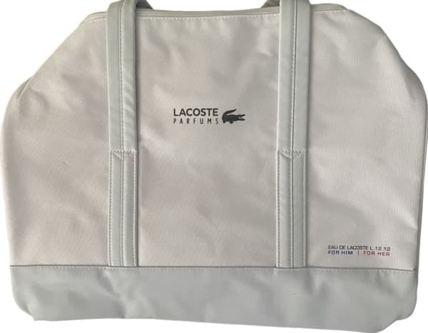 Lacoste, Eau de Lacoste L.12.12, polyester, väska, helgväska, vit, unisex, 16 x 10 x 10 tum