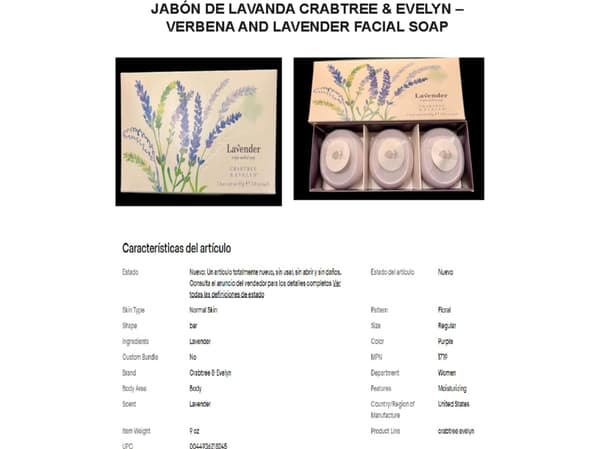 Floris Set Trio, Crabtree & Evelyn, Lavander, Hydrating, Soap Bar, 3 pcs, 85 g For Women