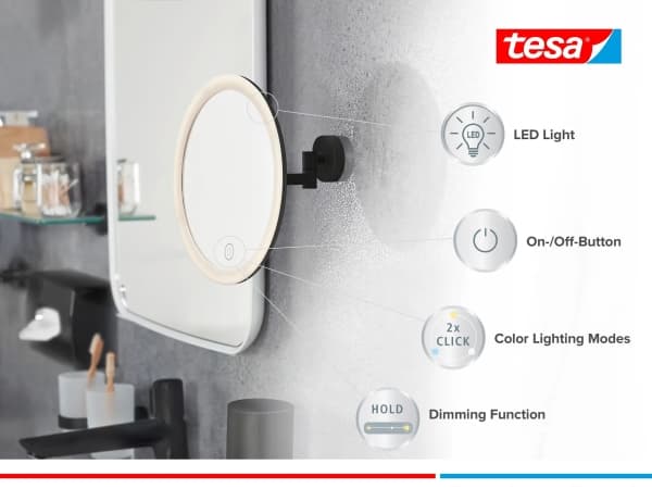 TESA 40612-00000-00, Skruer, Rund, Vegg, Sort, Kromfarget, Rustfritt stål, 5x