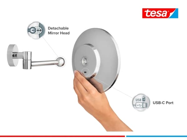 TESA 40613-00000-00, Skruer, Rund, Vegg, Sort, Kromfarget, Metall, 5x