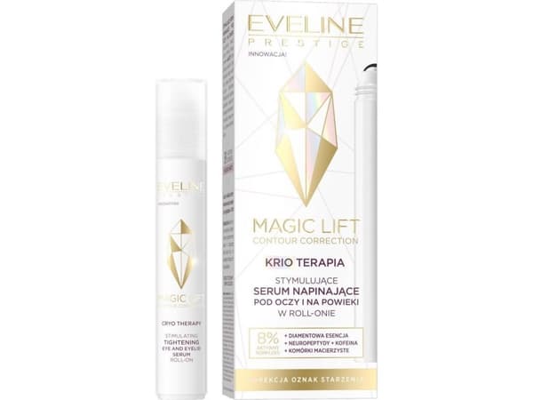 EVELINE_Magic Lift Contour Correction stimuloiva silmiä ja silmäluomia kiristävä seerumi roll-on 15ml:ssa