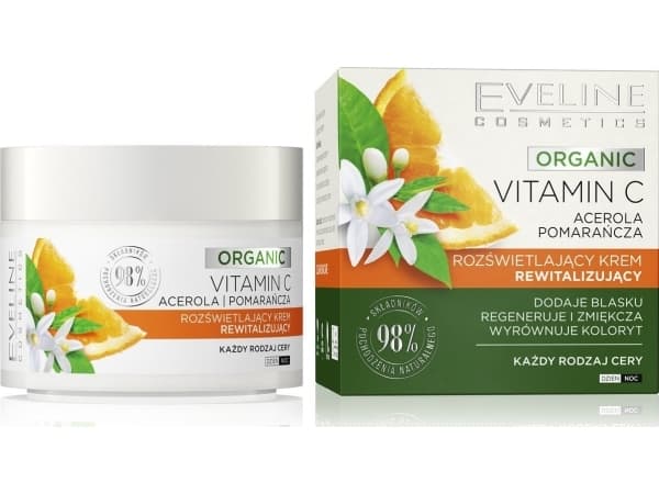 EVELINE_Organic C-vitamiinia kirkastava päivä- ja yövoide 50ml