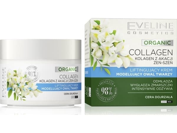 Eveline Organic Collagen Lifting Creme modellering ansikt ovalt for dag og natt - moden hud 50ml