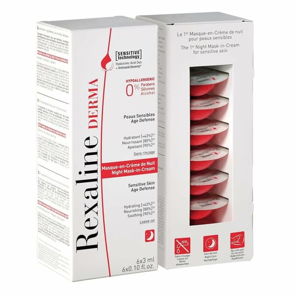 Fuktande nattmask Rexaline Derma 3 ml x 6 Känslig hud