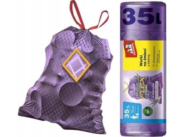 Sarantis Jan Niezbędny søppelsekker 35L, 12 stk, lavendel med snøring