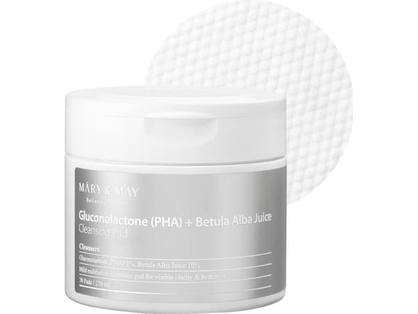 TRITON Mary&May Rense- og peelingspads Gluconolacton (PHA) + Betula Alba Juice - 70 stk.