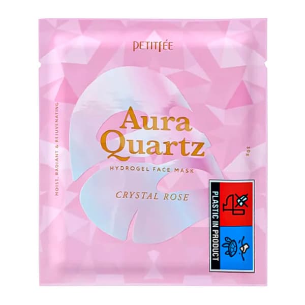 Petitfee Aura Quartz Hydrogel Face Mask 30 g - Hydrogelmask berikad med pärlpulver för att ljusa upp huden och lämna en klar och slät finish