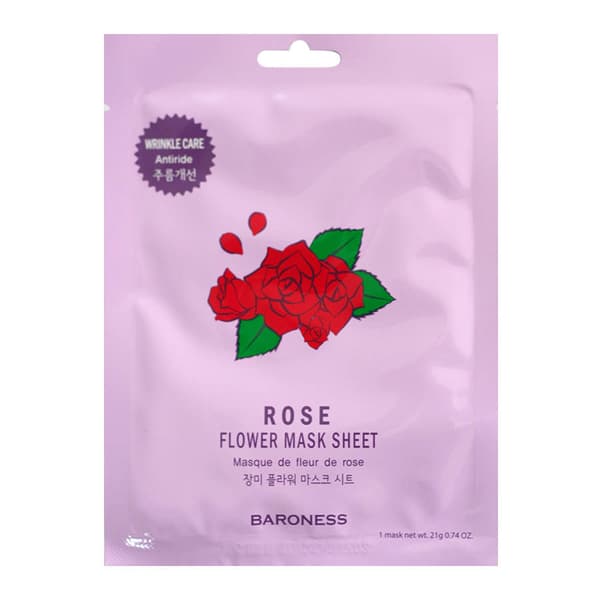 BARONESS Rose Flower Mask Sheet, 21 g - Arkkinaamio ruusunkukkauutteella 21 g