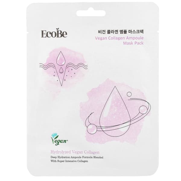 EcoBe Vegan Collagen Ampoule Mask Pack 25 ml - Kiinteyttävä arkkinaamio kollageenilla