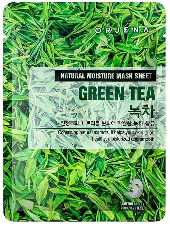 ORJENA Green Tea Mask Sheet, 23 ml - Sheet mask med grönt teextrakt, lugnande och renande