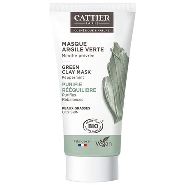 Mask - CATTIER - Ekologisk Grön Lera med Pepparmynta - Renande - Vegansk - 30ml
