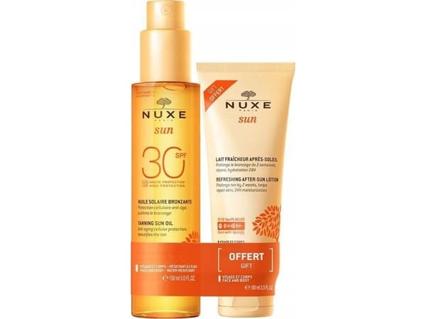 Set Nuxe: Sun, Sun Protection, Tanning Oil, SPF 30, 150 ml + Sun, Sun Protection, After-Sun Lotion, 100 ml