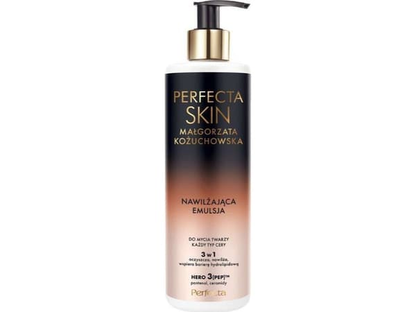 PERFECTA_Skin Małgorzata Kożuchowska ansiktsrenseemulsjon med peptider, erytritol og prebiotisk 300 ml