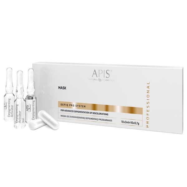APIS DEPIQ PRO SYSTEM Naamio edistykselliseen värimuutosten depigmentaatioon, 10x3ml + 10x0,7g
