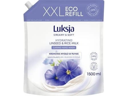 Luksja Luksja Creamy & Soft Creme flytende såpe Lin og rismelk 1500 ml refill-pakke