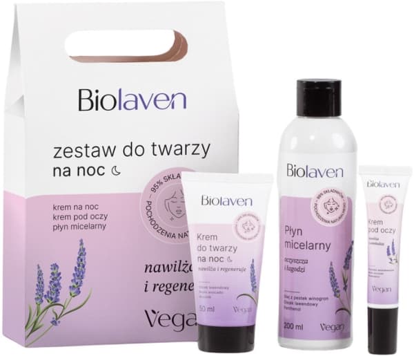 BIOLAVEN_SET Kasvojen yövoide 50ml + silmänympärysvoide 15ml + Micellar Lotion 200ml