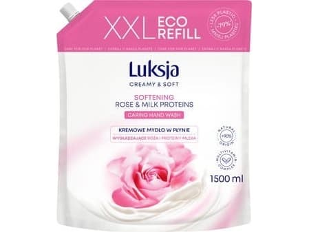 Luksja Luksja Creamy & Soft Creme flytende såpe Rose og melkeproteiner 1500 ml refill pack