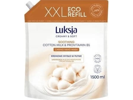 Luksja Luksja Creamy & Soft Creme flytende såpe Cotton Milk and Provitamin B5 1500 ml refill-pakke