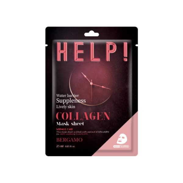 BERGAMO Hjälp! Collagen Mask Sheet 25 ml - Elastisk sheet mask med kollagen BERGAMO HJÄLP!