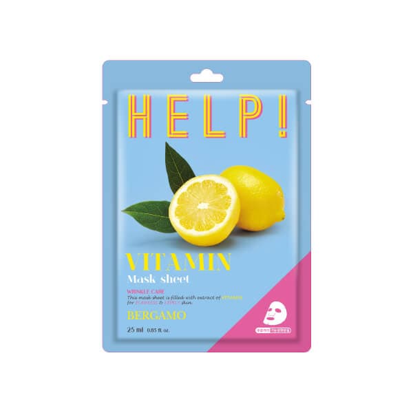 BERGAMO Hjälp! Vitamin Mask Sheet 25 ml - Revitaliserande sheet mask med vitaminer BERGAMO HJÄLP!