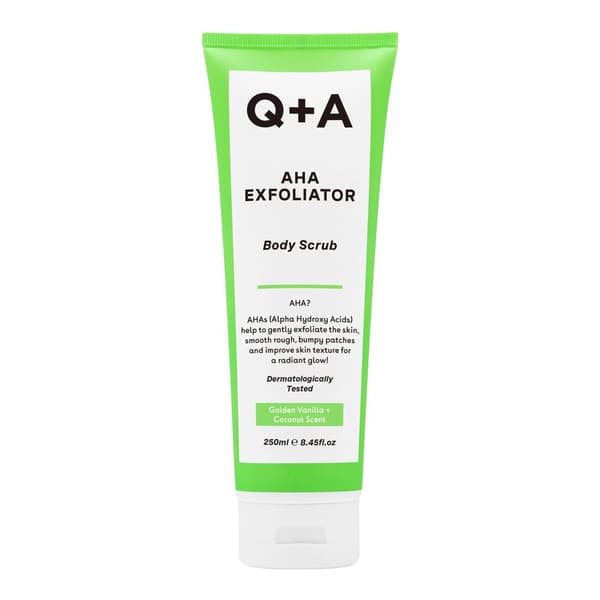 Q+A AHA Exfoliator Body Scrub - Utjämnande kroppsskrubb med AHA-syror, 250 ml
