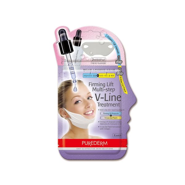 PUREDERM MULTI STEP V-LINE 2-vaiheinen kiinteyttävä hoito leualle ja leukalinjalle, 2 g + 8 g