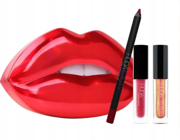 Huda Beauty Set Huda Beauty: Huda Beauty, Matte, Liquid Lipstick, 1.9 ml *Miniature + Huda Beauty, Lip Liner, 1.2 g + Lip Strobe, Liquid Lipstick, 2