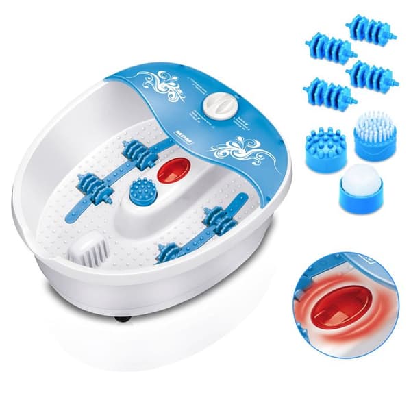 MPM MMS-01 Vatten-, bubbel- och vibrationsfotmassageapparat, infraröd temperaturkontroll, utbytbara borstar
