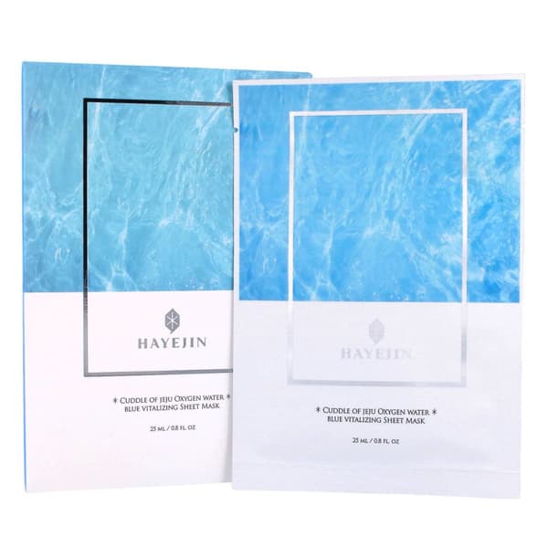 HAYEJIN Cuddle of Jeju Oxygen Water Blue Vitalizing Sheet Mask 5 x 25 ml - fuktgivande lakmask, 5-delat set