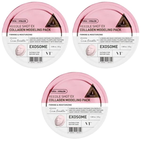 VT Cosmetics Reedle Shot EX Collagen Modelling Kit, 3 x 25 g - Transformativ algmask med kollagen, set om 3