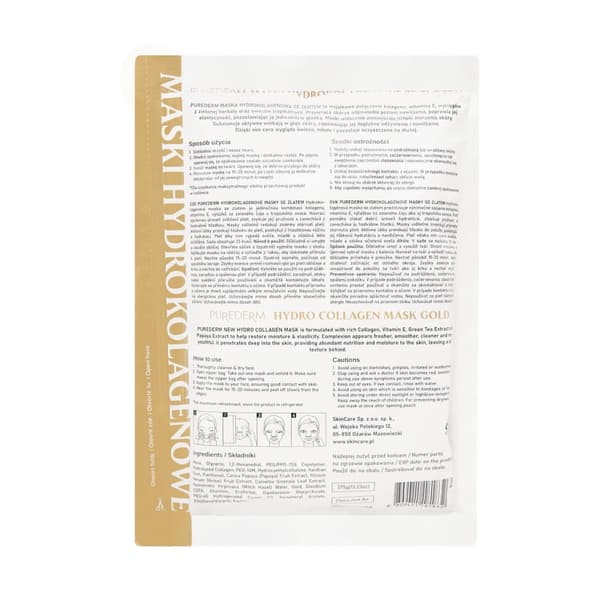 PUREDERM Hydrocollagen arkkinaamarit kullalla, 25 kpl.