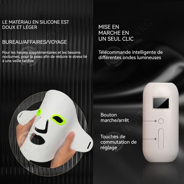 INN Ansiktsmask 5W silikonmask med LED-lampor i 7 färger och skönhetsapparat för halsen, total ansiktsvård och