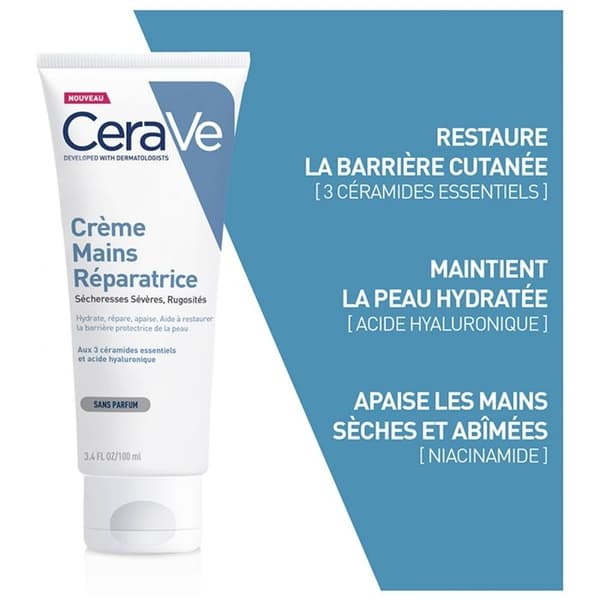 Crème Mains - CERAVE - 100ml - Icke fet - Långvarig återfuktning - Torr hud