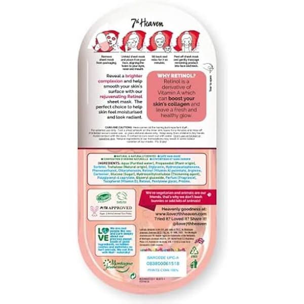 Ansiktsmask - 7TH HEAVEN - Retinol - Fuktgivande - Vegansk - För alla hudtyper