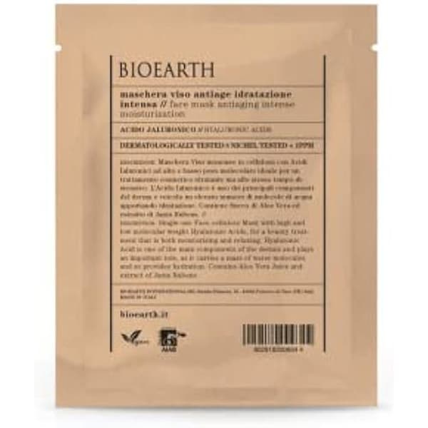 Ansiktsmask - BIOEARTH - Anti-aging - Intense Hydration - Hyaluronsyra - Engångsbruk 15 ml