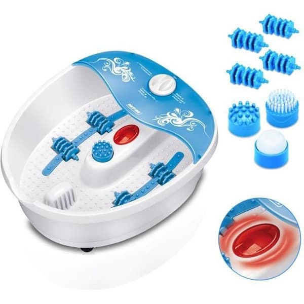 MPM MMS-01 Vatten-, bubbel- och vibrationsfotmassageapparat, infraröd temperaturkontroll, utbytbara borstar