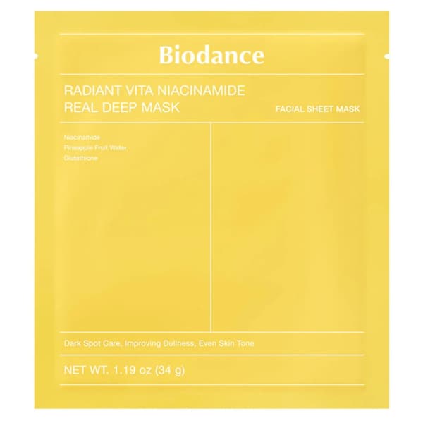 BIODANCE Radiant Vita Niacinamide Real Deep Mask 34 g - ljusande sheet mask med niacinamid