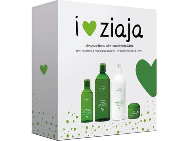 Ziaja Olivensåpe 500ml + melk 400ml + Creme 50ml + micellær væske 200ml