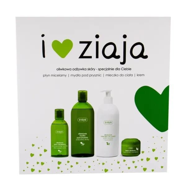 Ziaja Olivensåpe 500ml + melk 400ml + Creme 50ml + micellær væske 200ml