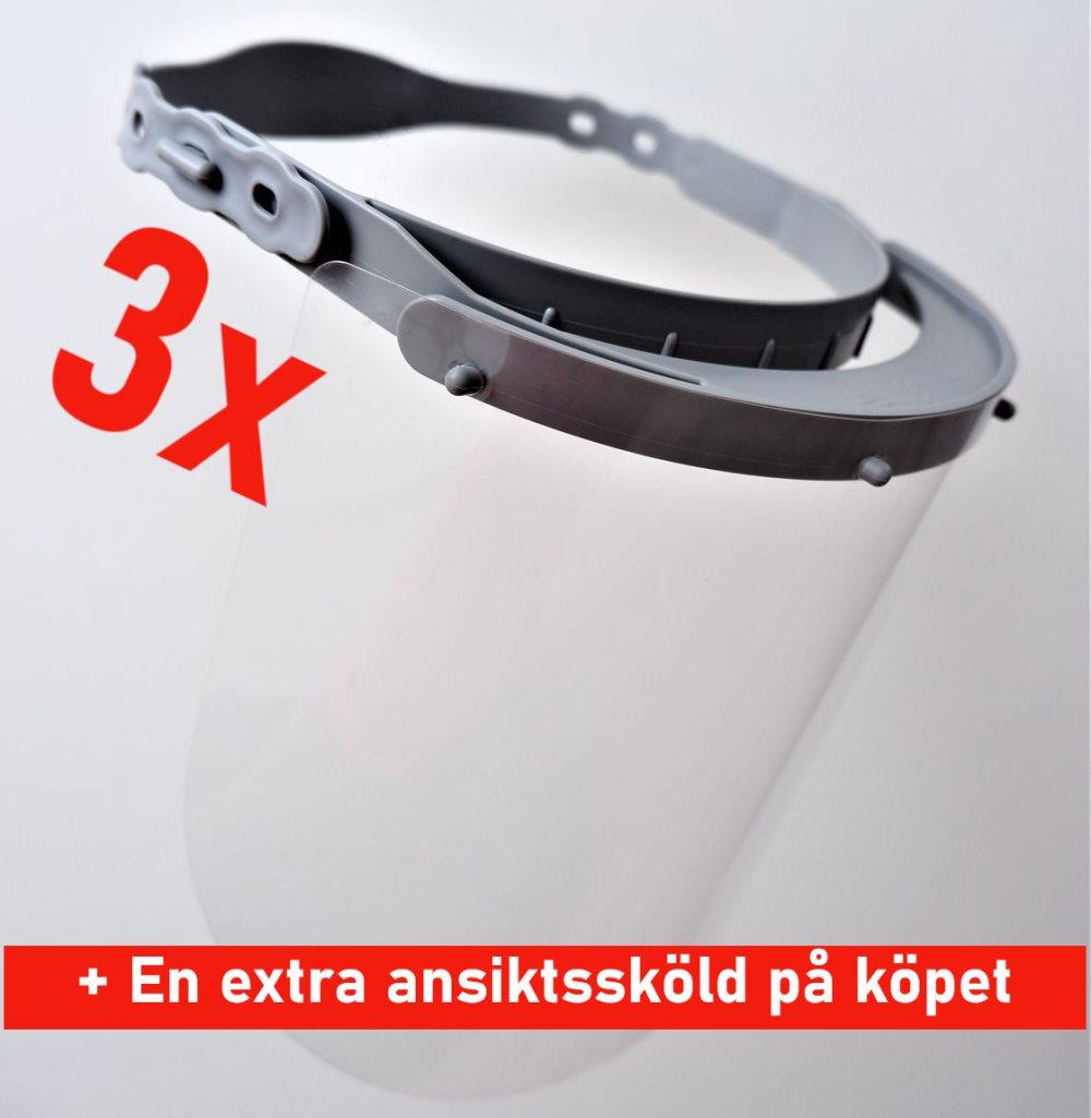 3x Skyddsvisir V2 | Environmentl friendly | Återanvändbar| Extra lätt | Extra skydd| Erbjudande | 100% tillverkat i Tyskland