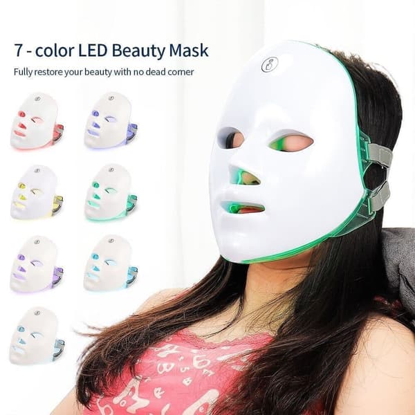 7 farver LED ansigtsmaske fotos terapi hud anti acne rynker fjernelse trådløs