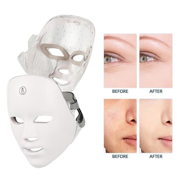 7 farver LED ansigtsmaske fotos terapi hud anti acne rynker fjernelse trådløs