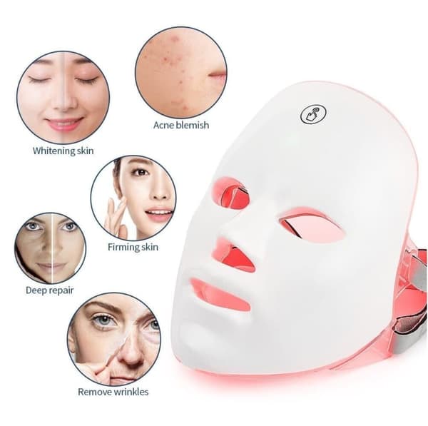 7 farver LED ansigtsmaske fotos terapi hud anti acne rynker fjernelse trådløs